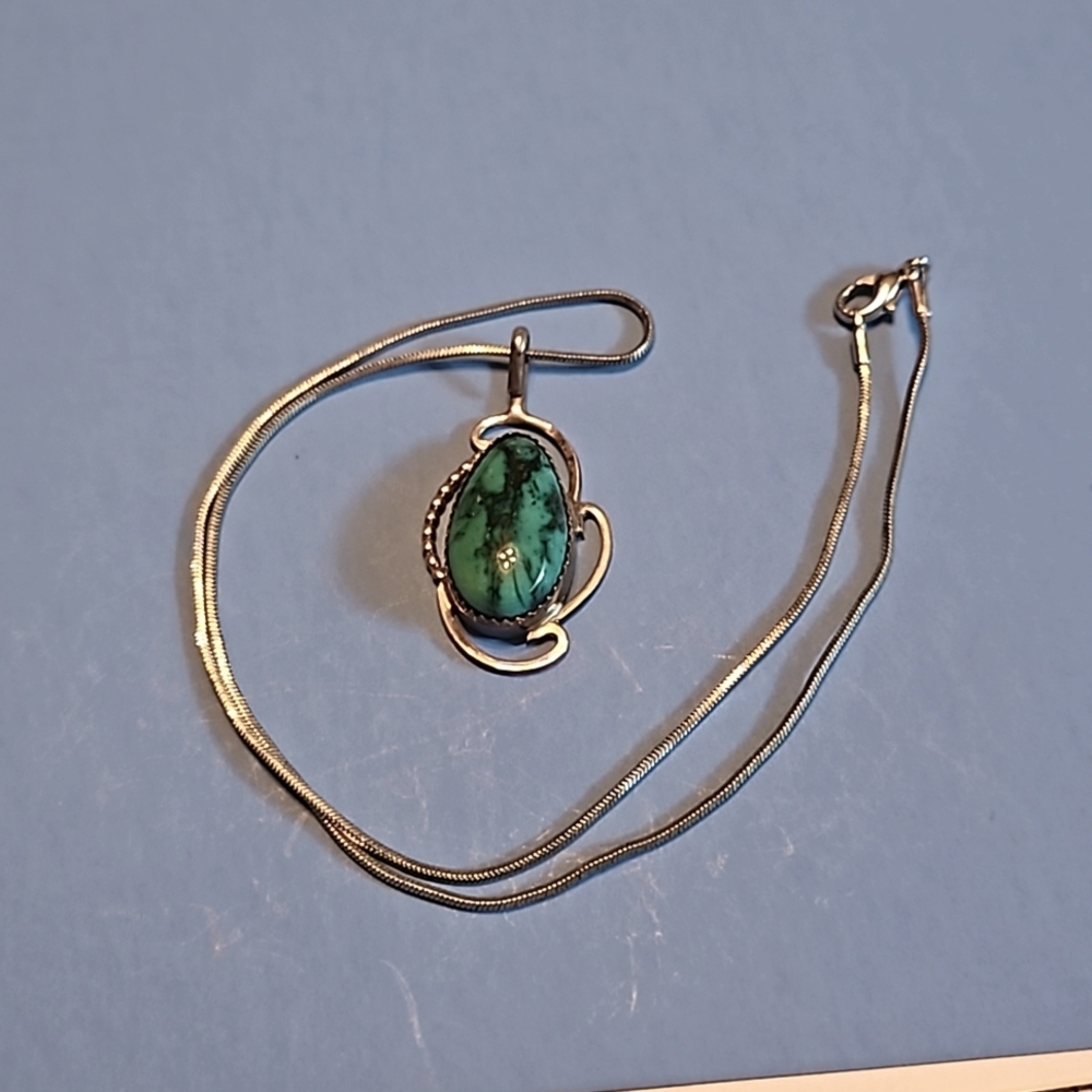 Turquoise and sterling silver necklace